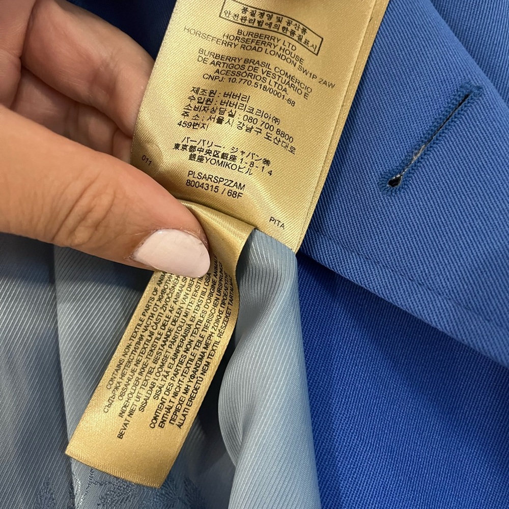 BURBERRY | Royal Blue Double-Breasted Coat “sandringham” mid length - Picture 15 of 15